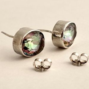 Sterling Mystic Fire Topaz Stud Earring